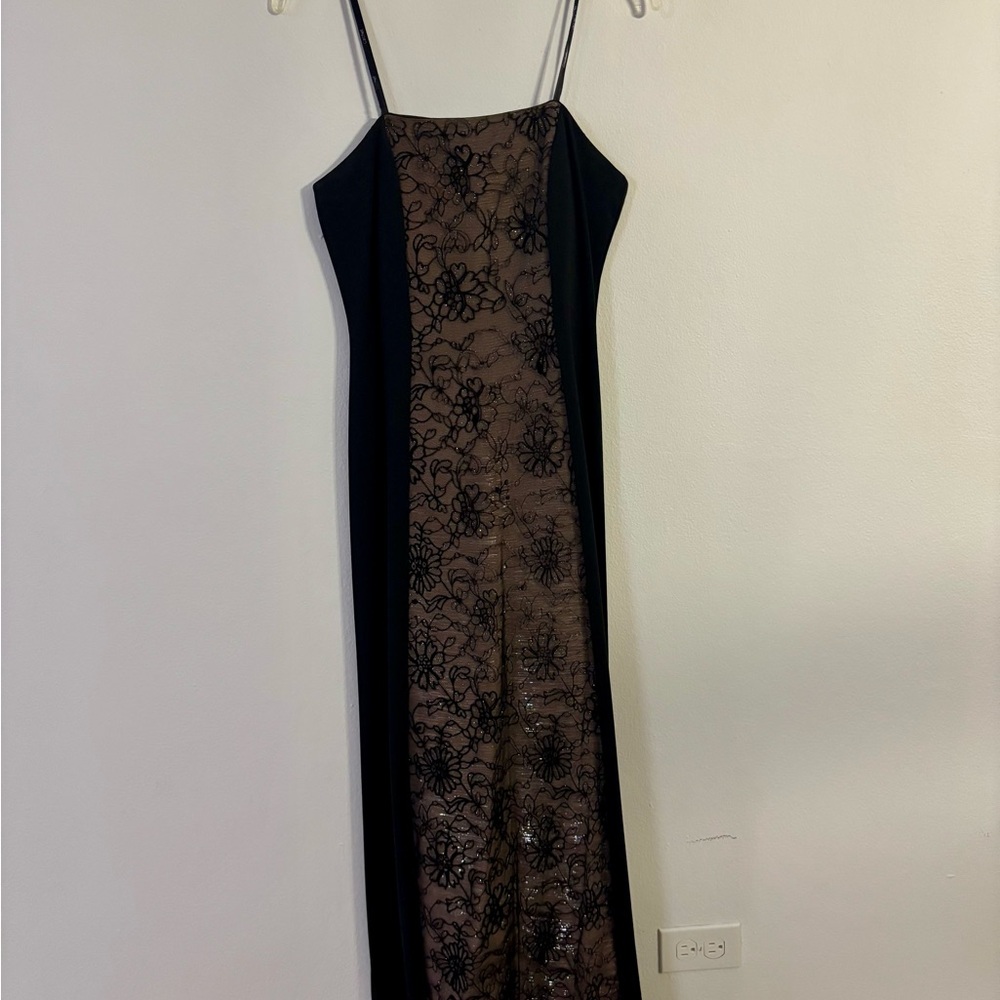 Cachet Black Dress with Tan Accents
